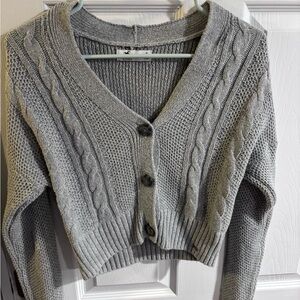 Hollister Gray Cable Knit Cardigan